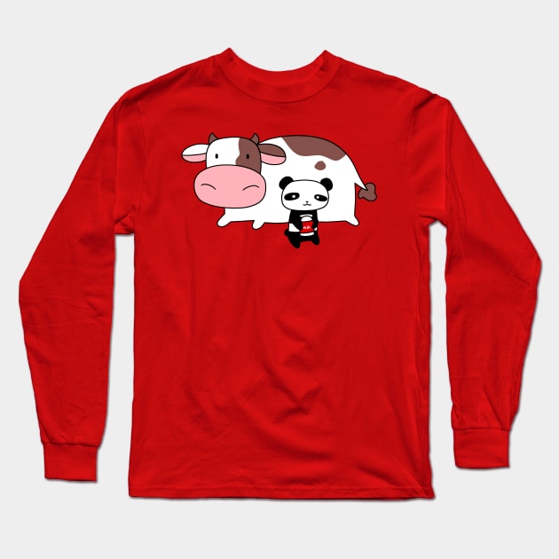 Cow and Milk Panda Long Sleeve T-Shirt by saradaboru